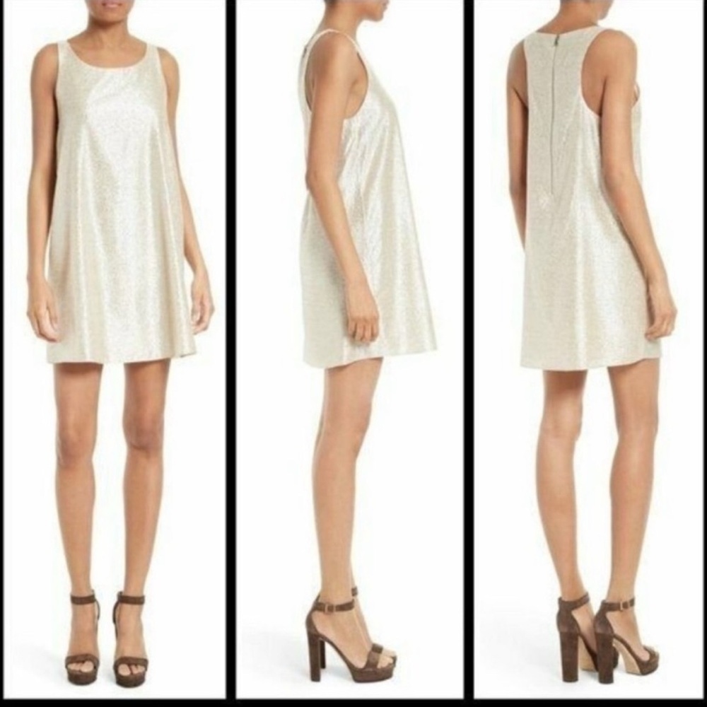 Women’s Alice + Olivia Gold Silk Blend Sleeveless Mini Dress S Party Holiday